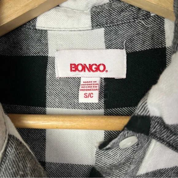 Bongo Black & White Square Plaid Long Sleeve Button Down S - Picture 4 of 4